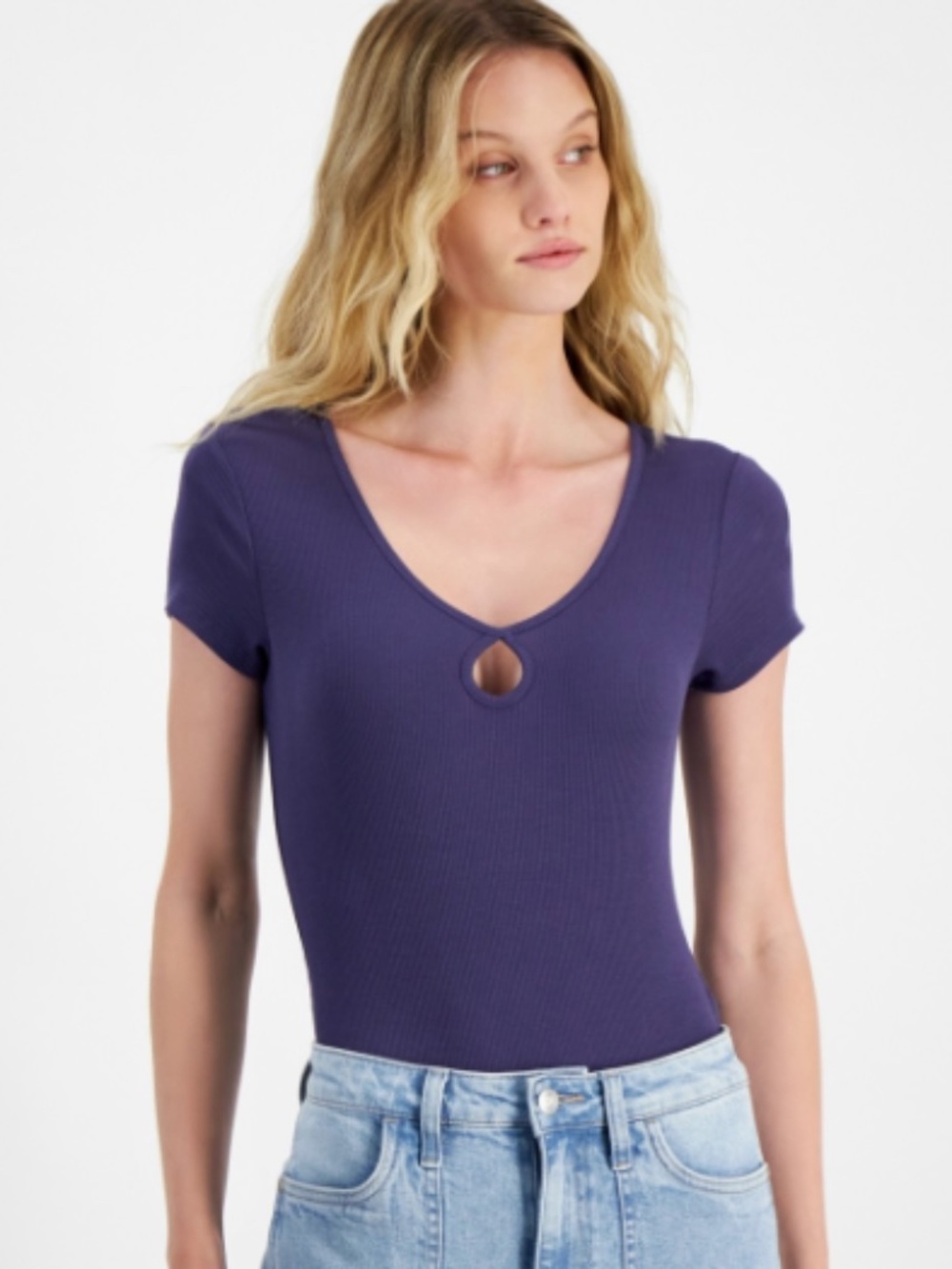 Self Esteem Juniors' Keyhole Ribbed Bodysuit - Deep Cobalt SIZE S NWT